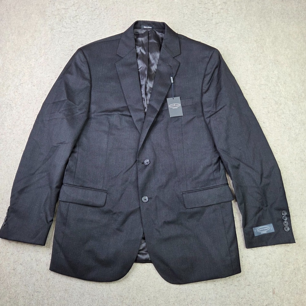 Pronto Uomo Platinum Blazer 100% Wool Mens 44 Long Gray 2 Button Double Vent NEW